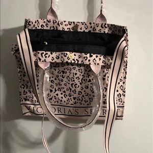 Victoria secret crossbody handbag tote pink leopard